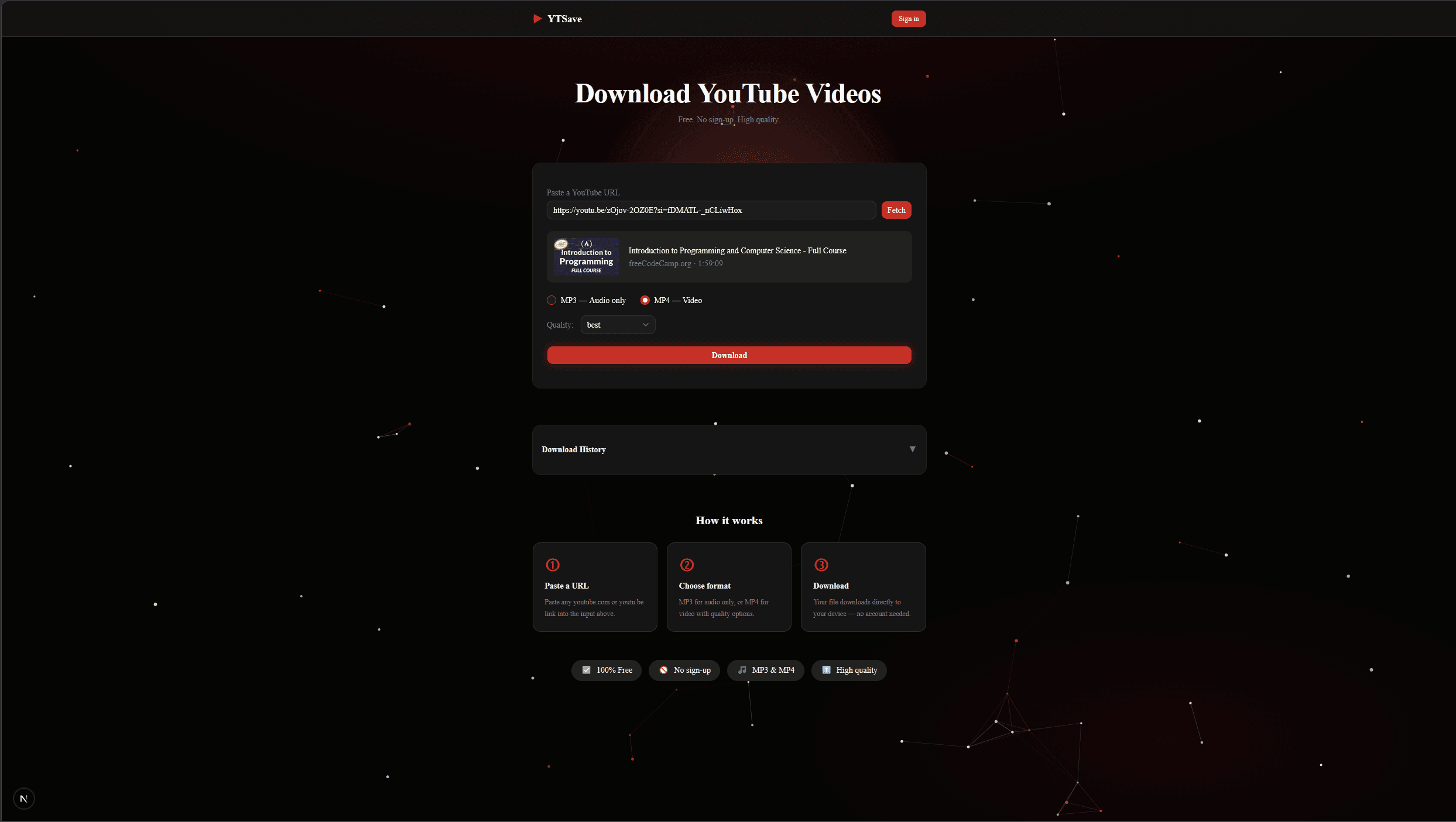YTSave web app